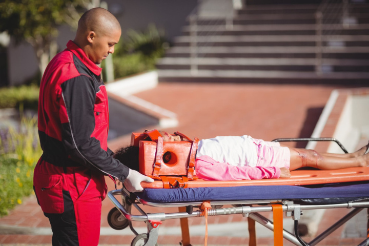 Child in a stretcher
